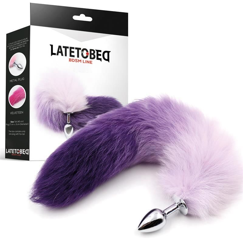 Anal Plug Purple and White Foxy Tail Size S Anal Plug Purple and White Foxy Tail Size S