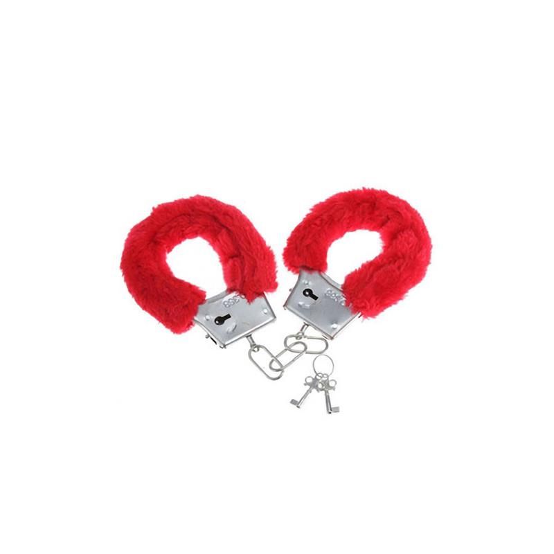 Handcuffs with Fur Red Handcuffs with Fur Red