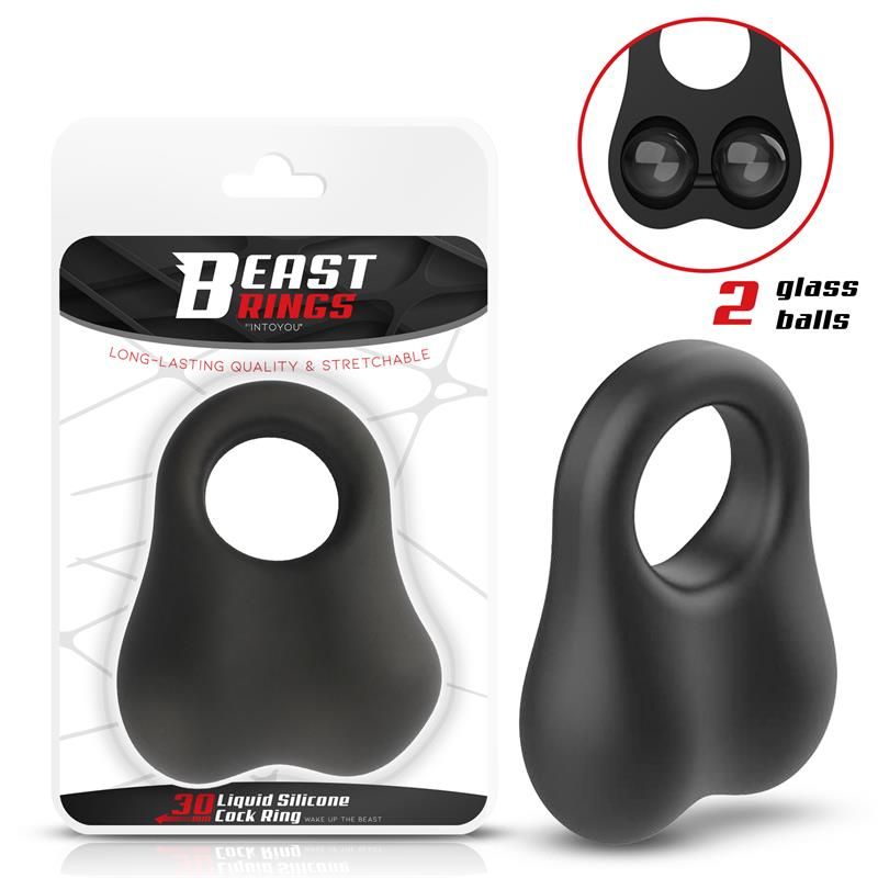 Penis Ring with Glass Balls Liquid Silicone 30 mm Penis Ring with Glass Balls Liquid Silicone 30 mm