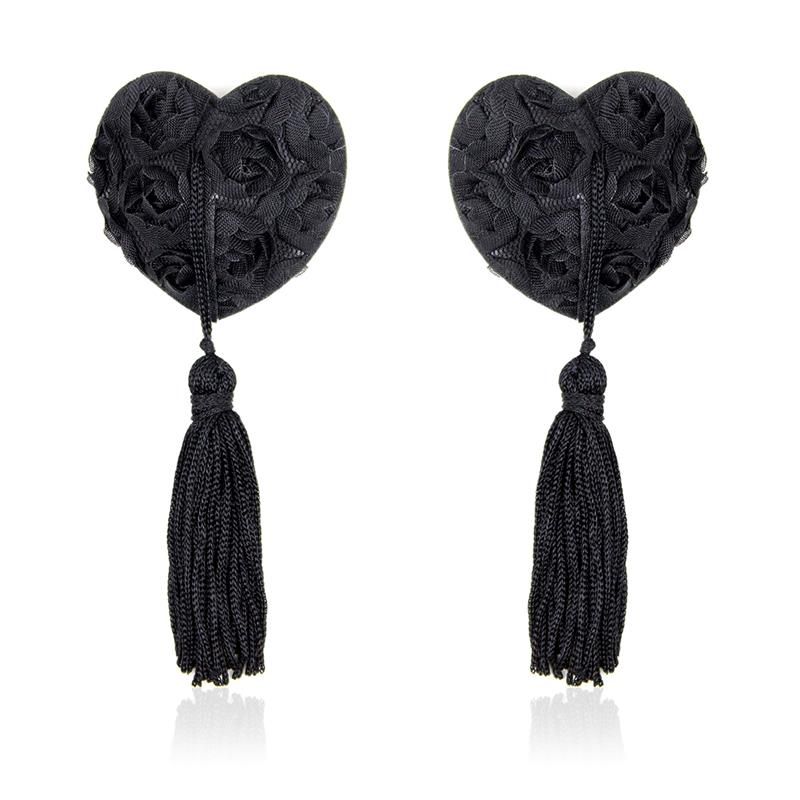 Rose Heart Nipple Covers Black Rose Heart Nipple Covers Black