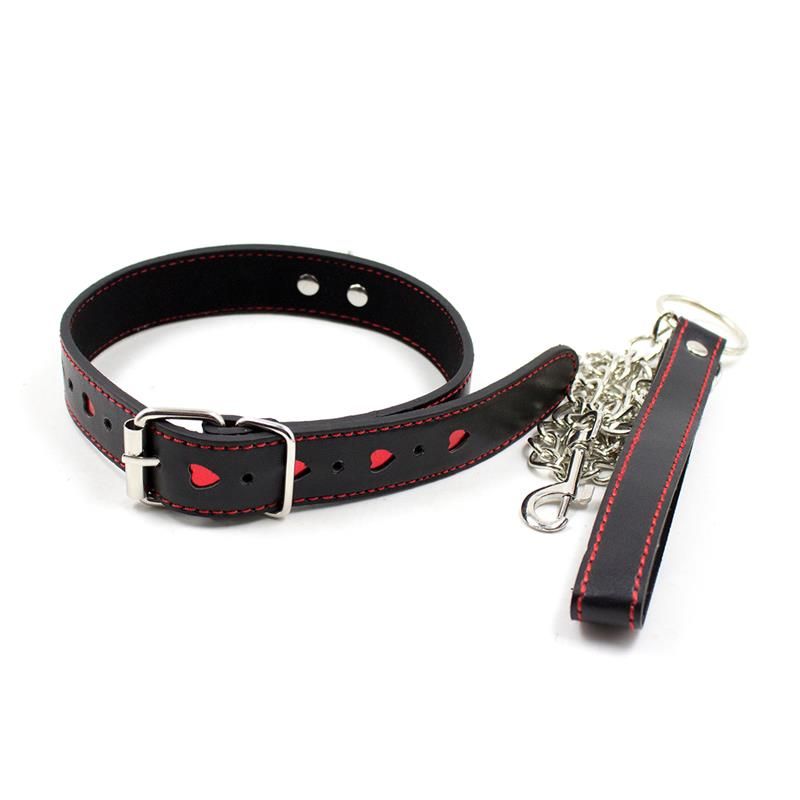 Collar with Metal Leash Black/Red Collar with Metal Leash Black/Red