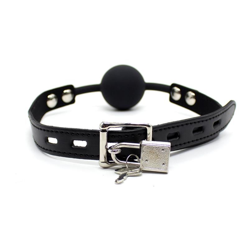 Silicona Ball Gag 4 cm with Padlock Black Silicona Ball Gag 4 cm with Padlock Black