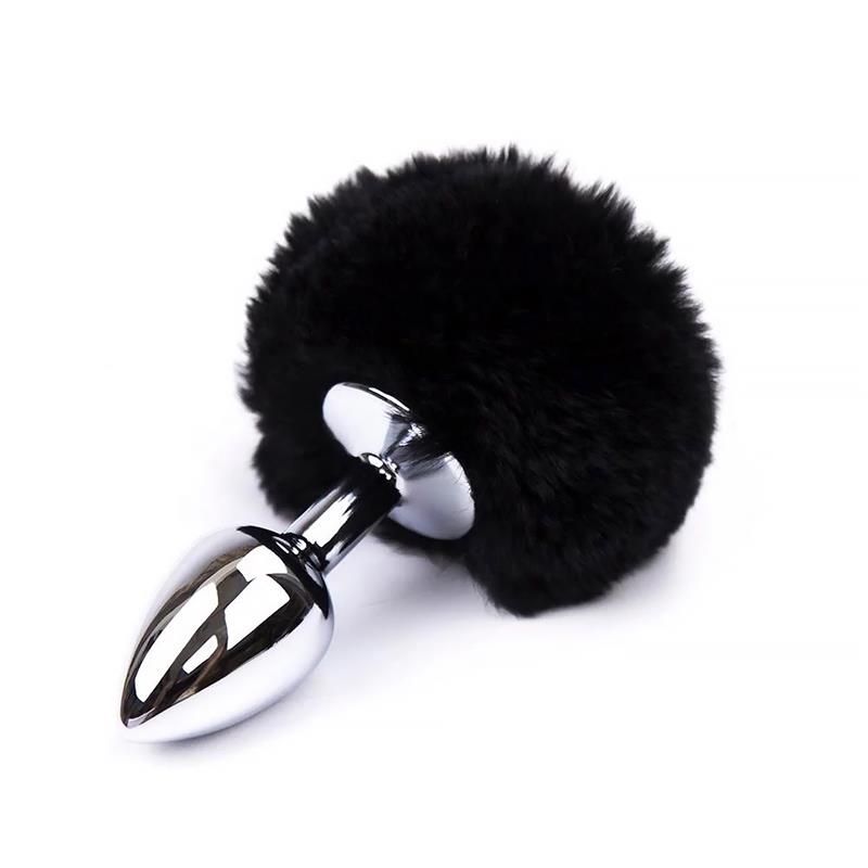Butt Plug with Pompon Black Size S Butt Plug with Pompon Black Size S