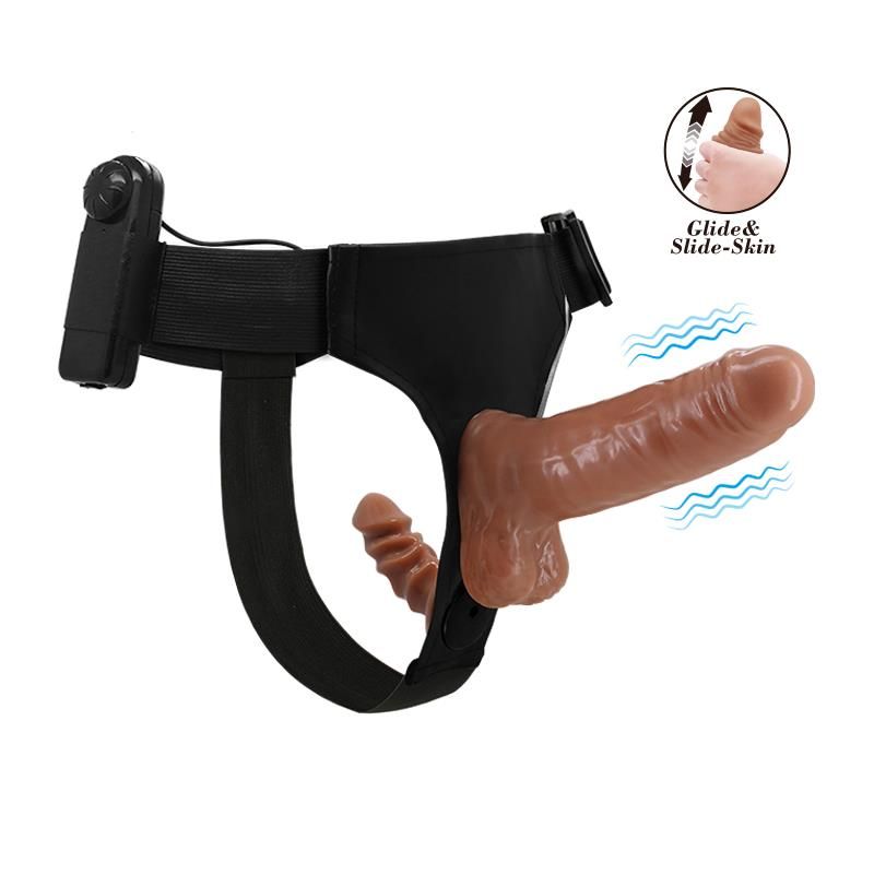 Harness with Double Retractable Dildo with Vibration Harness with Double Retractable Dildo with Vibration