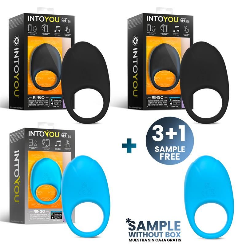 Pack 3+1 Ringo Silicone Vibrating Ring with App Pack 3+1 Ringo Silicone Vibrating Ring with App