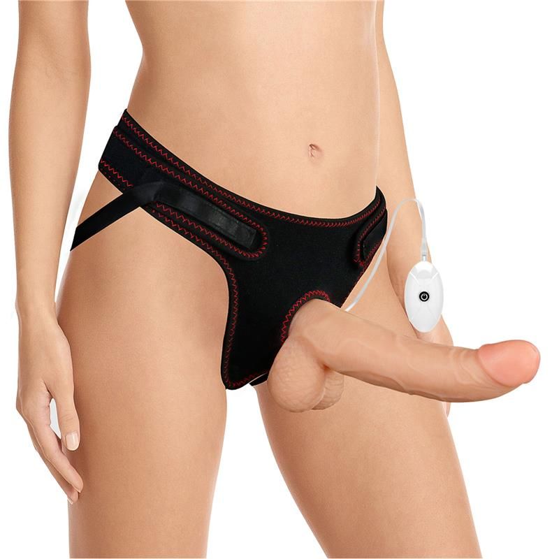 Strap-on with Vibrating Dildo and Remote Control 8.5 Strap-on with Vibrating Dildo and Remote Control 8.5