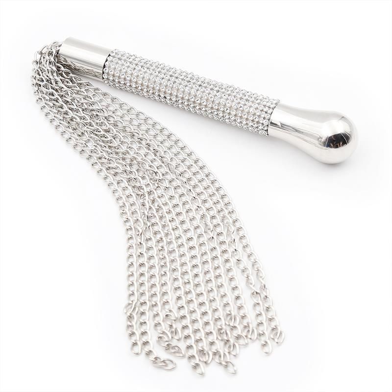 Flogger with Chain Tassel with Rhinestone Handle Flogger with Chain Tassel with Rhinestone Handle