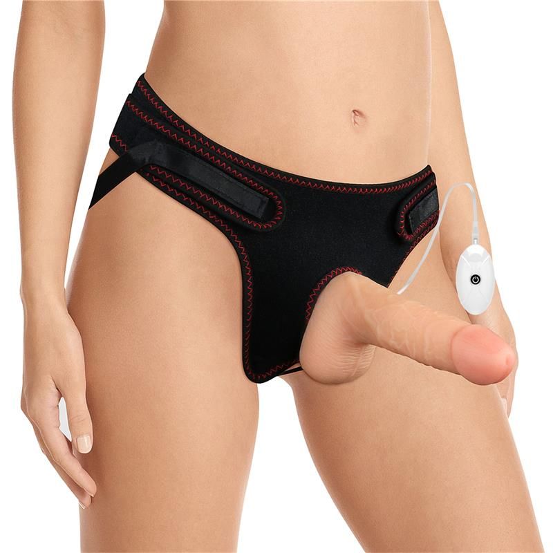 Strap-on with Vibrating Dildo and Remote Control 7.0 Strap-on with Vibrating Dildo and Remote Control 7.0
