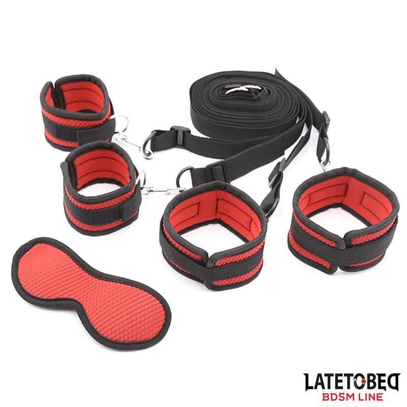 Bed Eestraint Set with Blindfold Adjustable Cuffs Bed Eestraint Set with Blindfold Adjustable Cuffs
