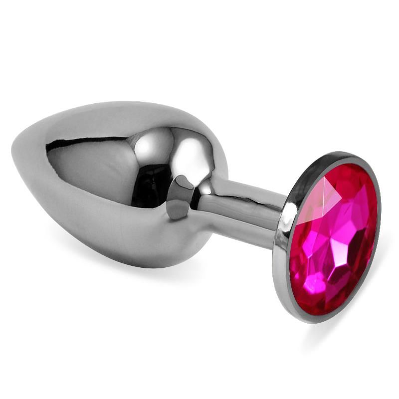 Butt Plug Silver Rosebud Classic with Fuchsia Jewel Size S Butt Plug Silver Rosebud Classic with Fuchsia Jewel Size S