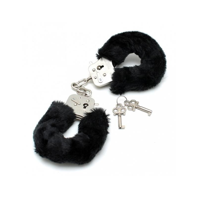 Police cuffs with Black Fur-Adjustable Police cuffs with Black Fur-Adjustable
