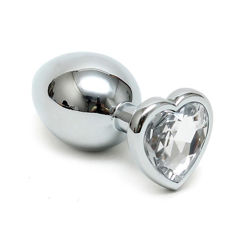 Butt Plug Plated Steel Crystal Heart Transparent Butt Plug Plated Steel Crystal Heart Transparent