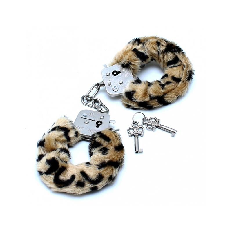 Police Cuffs with Soft Leopard Fur Police Cuffs with Soft Leopard Fur