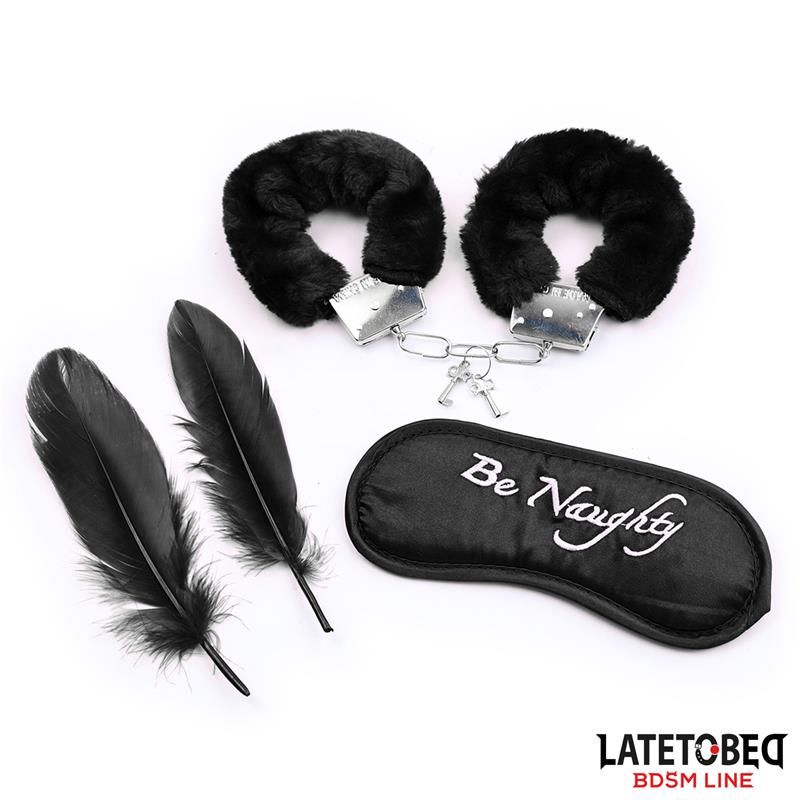 3 Pieces Set Mask, Handcuffs and Feathers Black 3 Pieces Set Mask, Handcuffs and Feathers Black