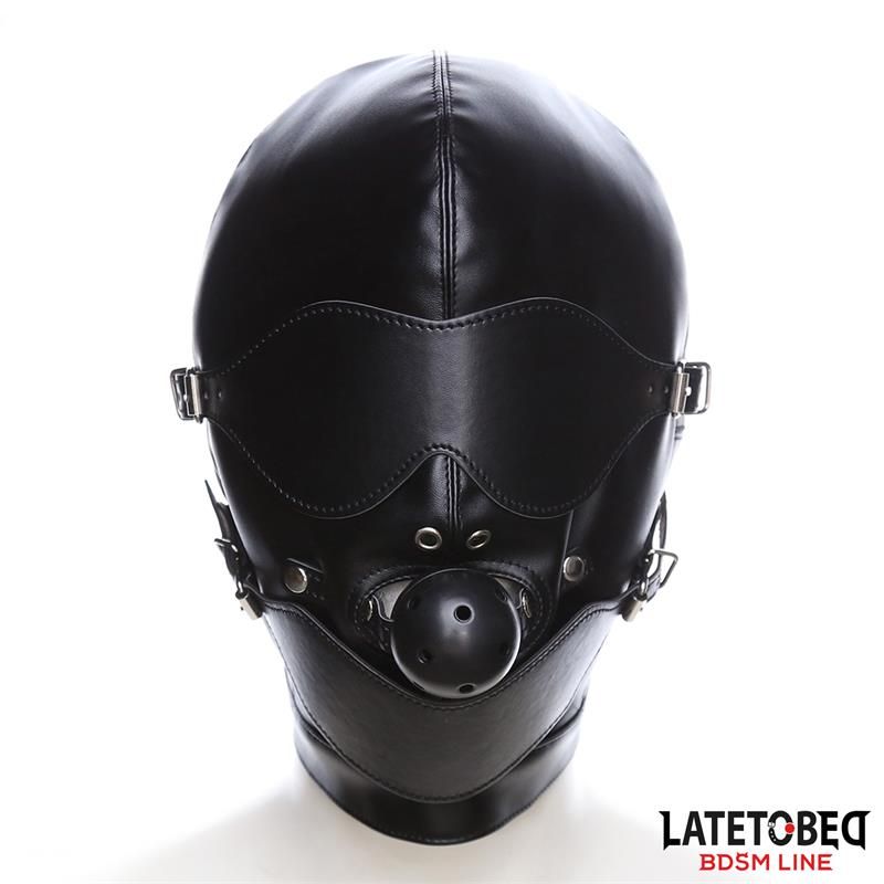 Slave Hood with Eye mask Breathable Gag Ball and Mouth Adjustable Slave Hood with Eye mask Breathable Gag Ball and Mouth Adjustable