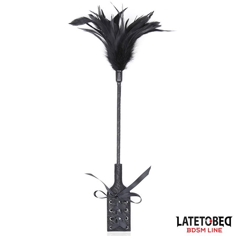 Multi Feathers Tickler and Lace Ribbon Paddle Comb Multi Feathers Tickler and Lace Ribbon Paddle Comb