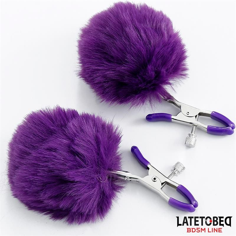 Nipple Clamps with Purple Fur Nipple Clamps with Purple Fur