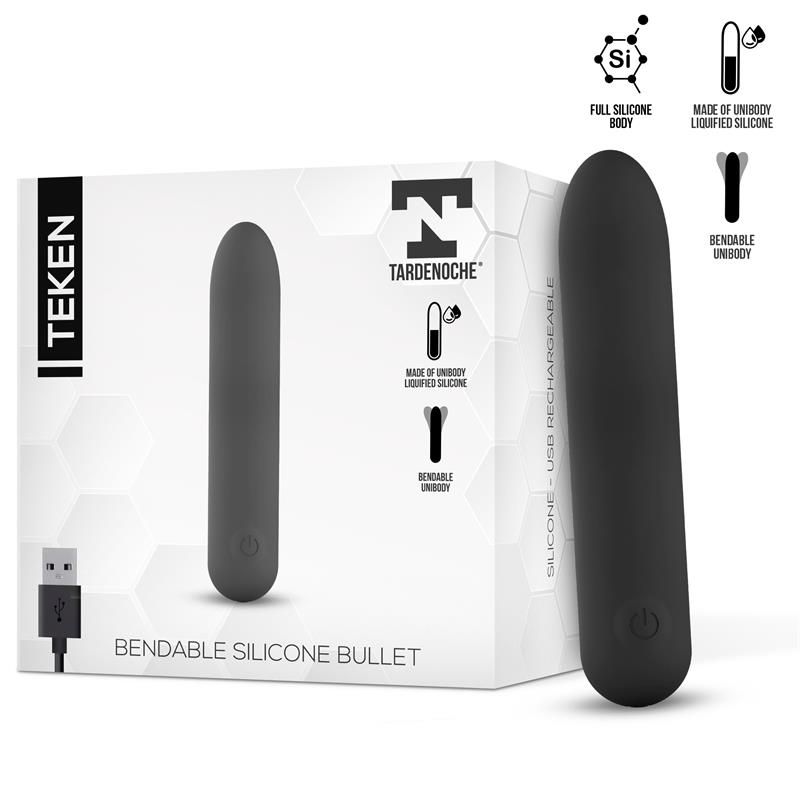 Teken Bendable Vibrating Bullet Liquid Silicone Unibody Magnetic USB Teken Bendable Vibrating Bullet Liquid Silicone Unibody Magnetic USB