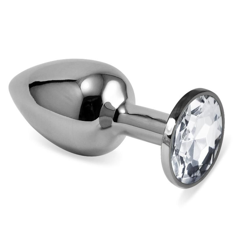 Butt Plug Silver Rosebud Classic with Clear Jewel Size S Butt Plug Silver Rosebud Classic with Clear Jewel Size S