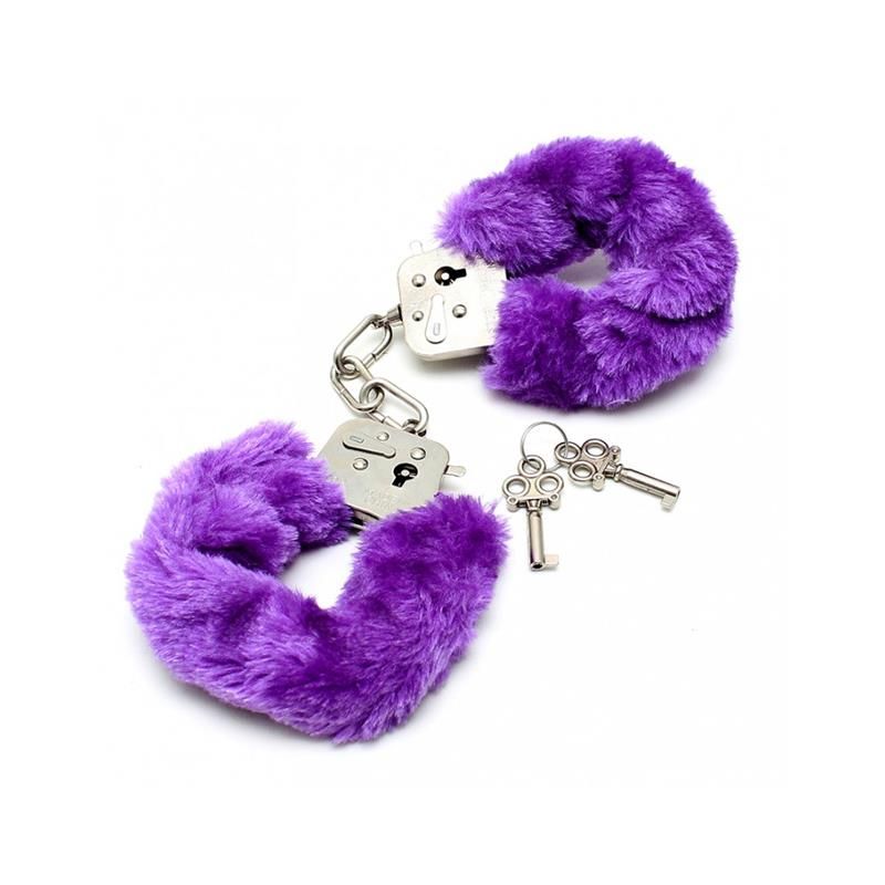 Police cuffs with Purple Fur-Adjustable Police cuffs with Purple Fur-Adjustable