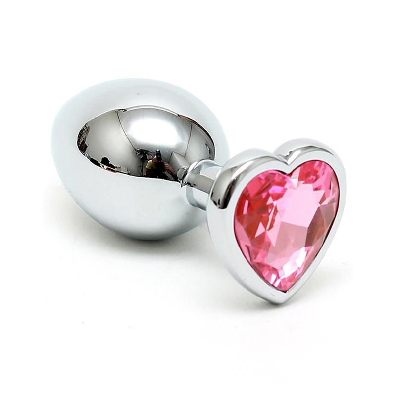 Butt Plug Plated Steel Crystal Heart Pink Butt Plug Plated Steel Crystal Heart Pink