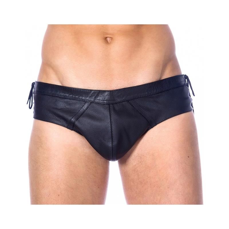 Leather Briefs Adjustable Black - Taglia S/M Leather Briefs Adjustable Black - Taglia S/M