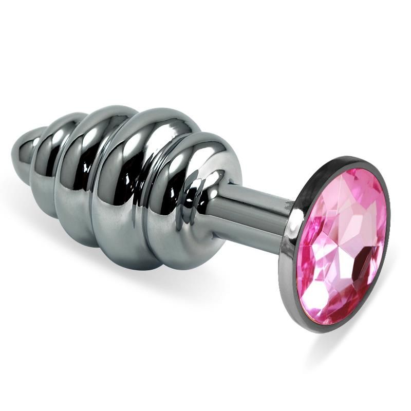 Spiral Butt Plug Rosebud with Pink Jewel Spiral Butt Plug Rosebud with Pink Jewel