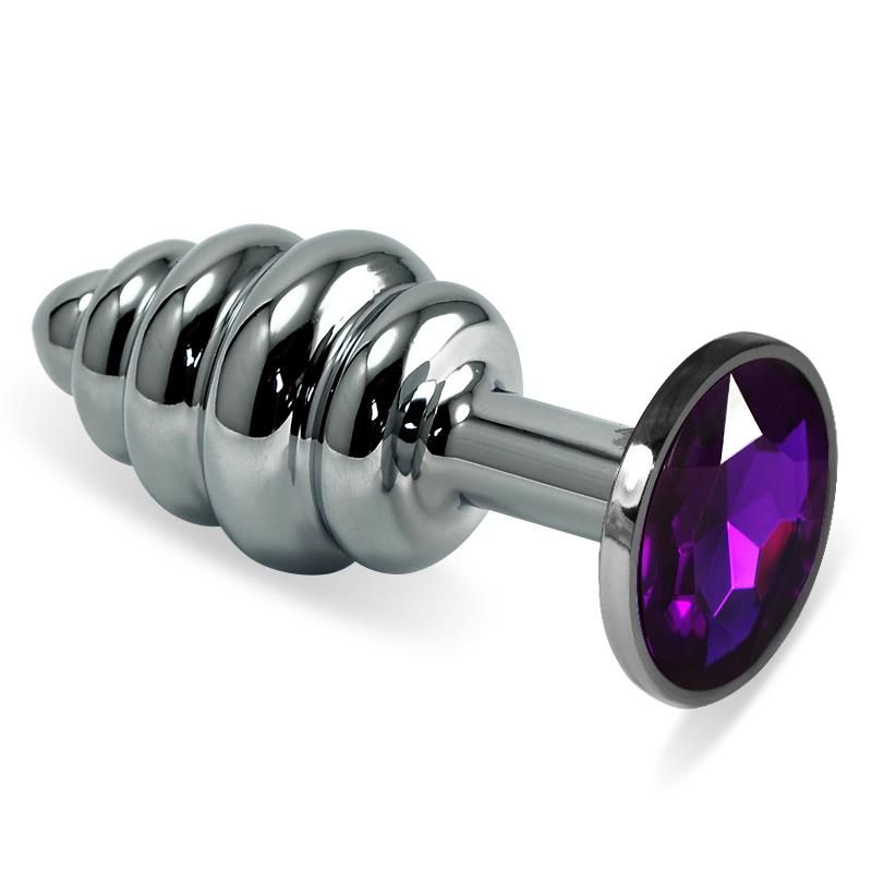 Spiral Butt Plug Rosebud with Purple Jewel Spiral Butt Plug Rosebud with Purple Jewel