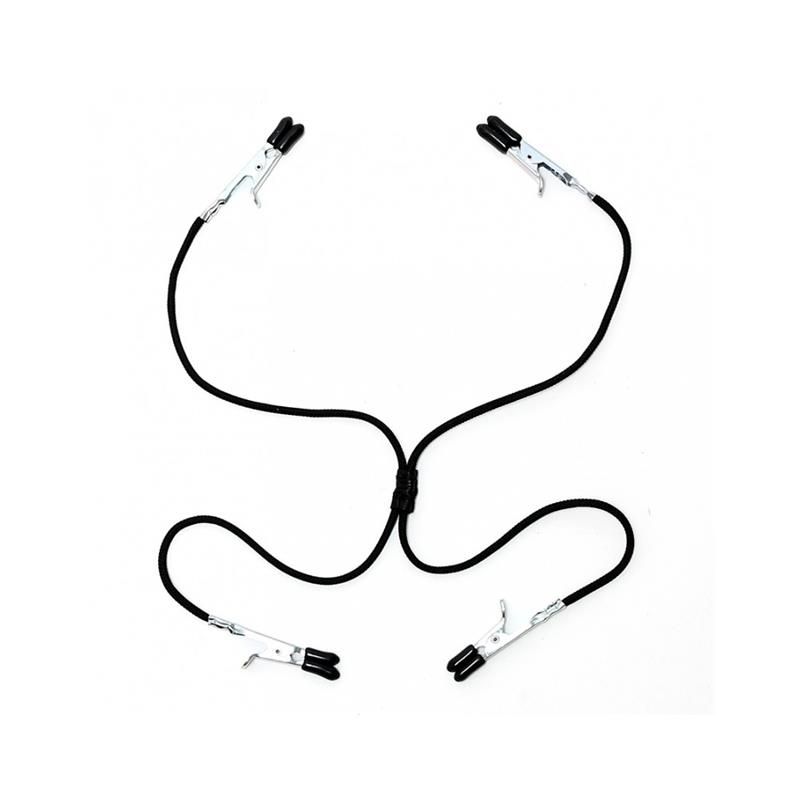 Nipple to Labia Clamps Black Elastic Nipple to Labia Clamps Black Elastic
