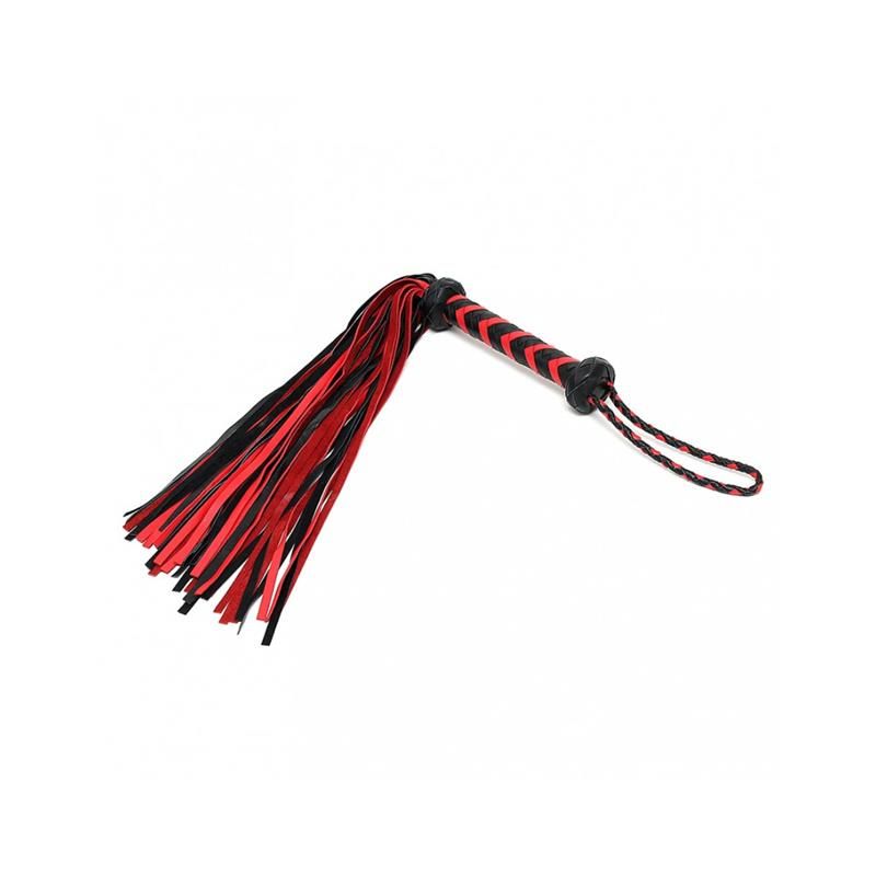 Braided Flogger Leather Black Red Braided Flogger Leather Black Red