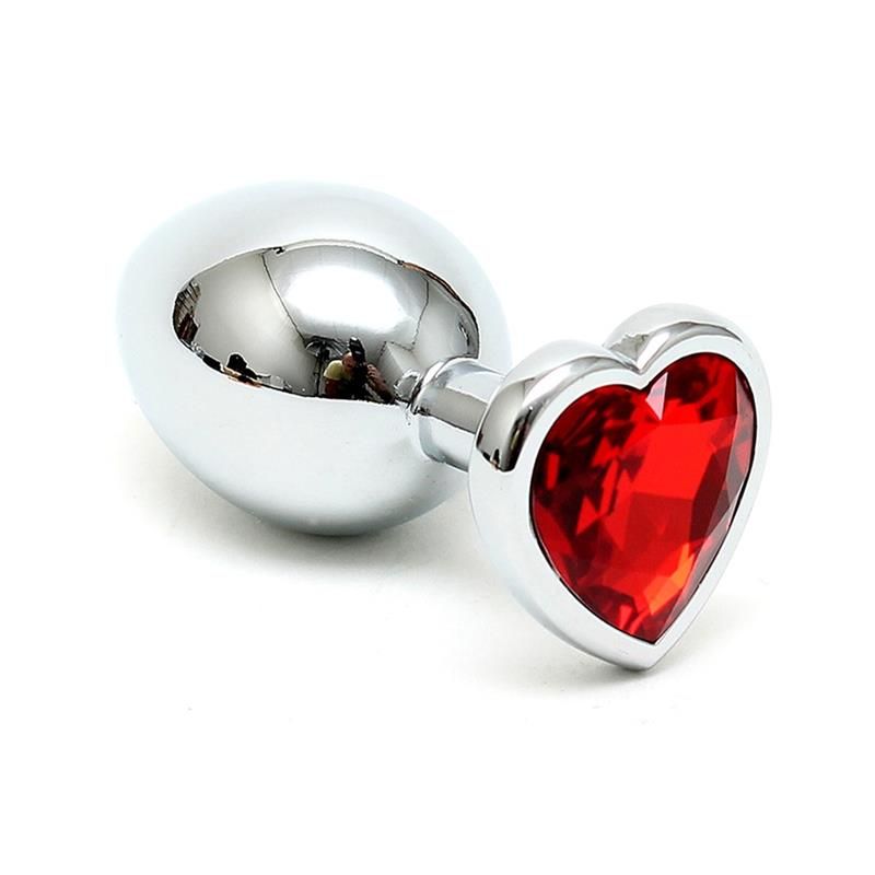 Butt Plug Plated Steel Crystal Heart Red Butt Plug Plated Steel Crystal Heart Red