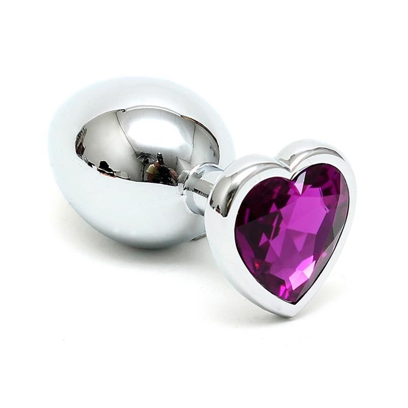Butt Plug Plated Steel Crystal Heart Purple Butt Plug Plated Steel Crystal Heart Purple