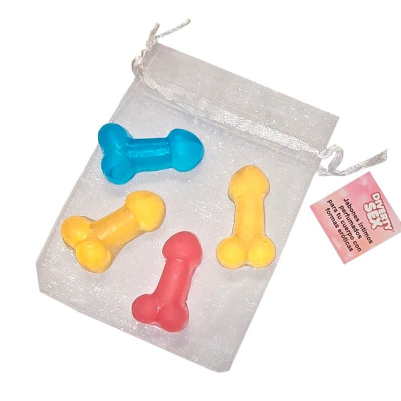 Set of 4 Mini Penis-Shaped Soaps Colors Set of 4 Mini Penis-Shaped Soaps Colors