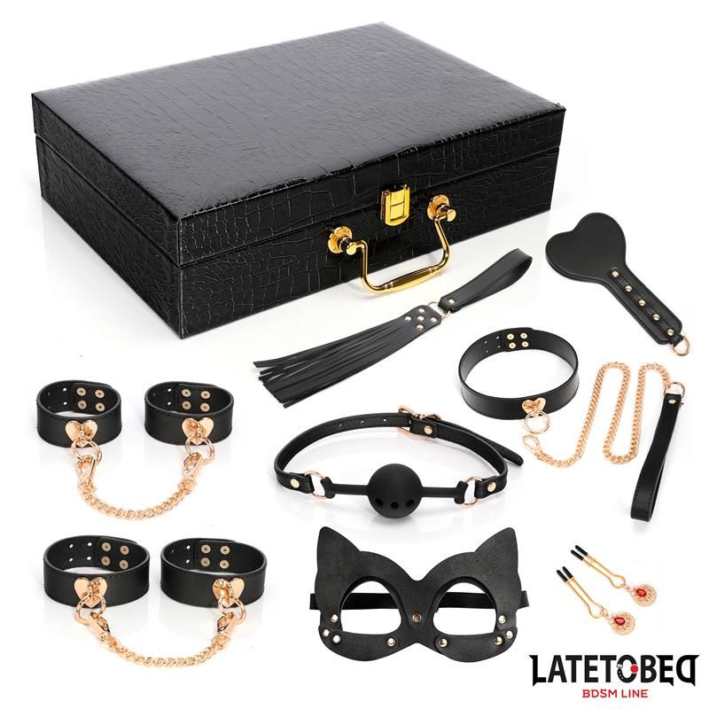 8 Piece Leather Bondage Kit with Storage Case 8 Piece Leather Bondage Kit with Storage Case