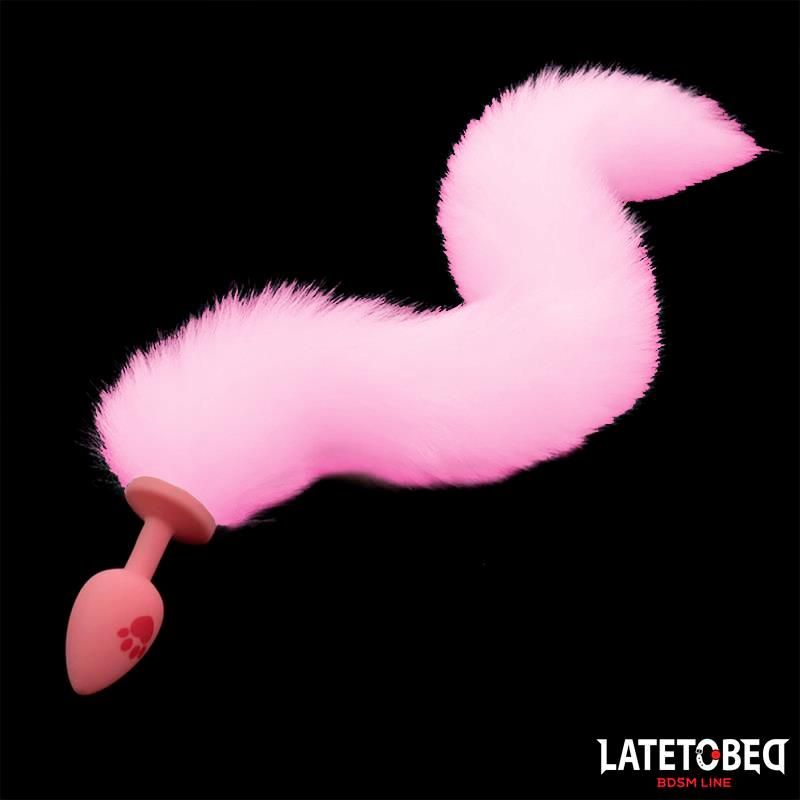 Pink Silicone Fox Tail Anal Plug Pink Pink Silicone Fox Tail Anal Plug Pink