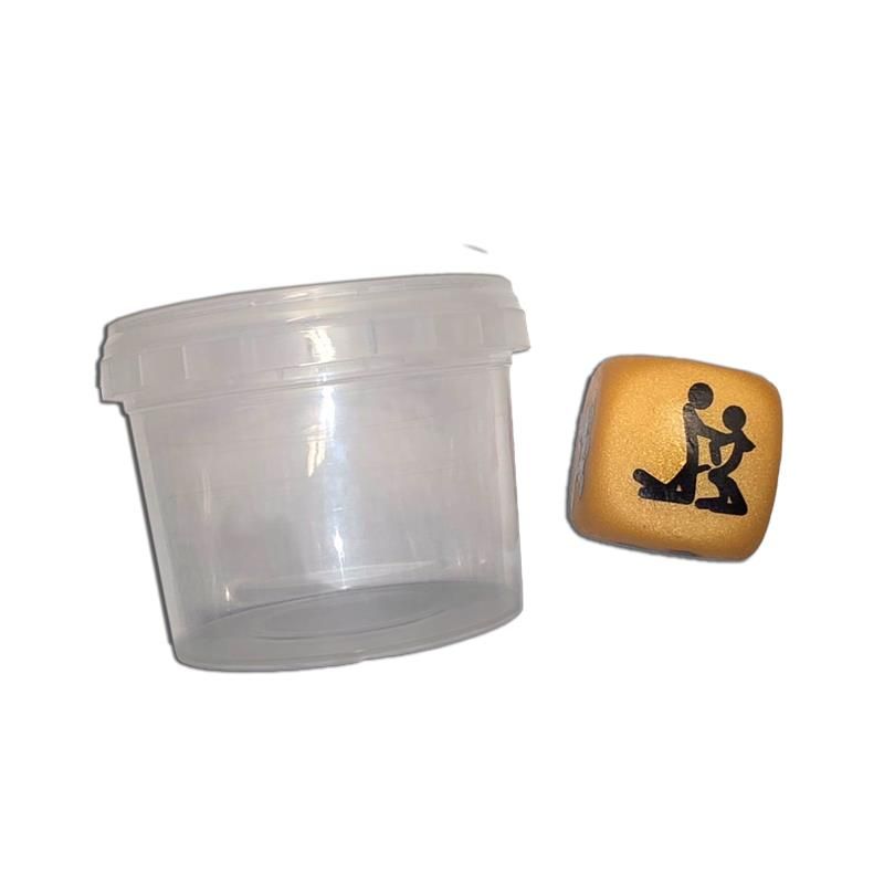 White Position Dice in a Plastic Jar for couples White Position Dice in a Plastic Jar for couples