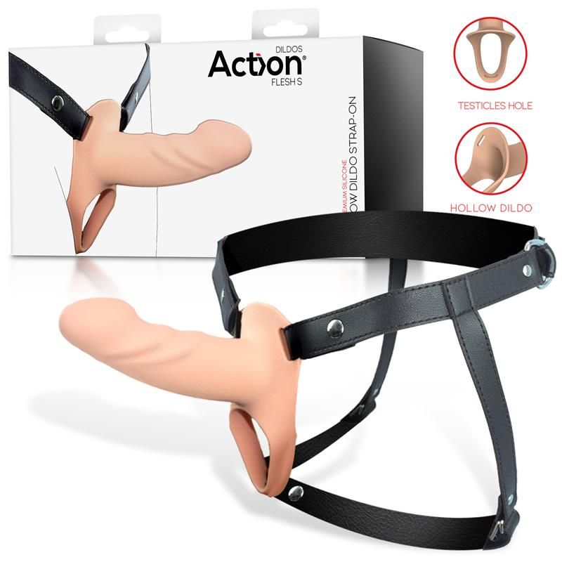 Strap-On with Hollow Dildo Premium Silicone Size S Flesh Strap-On with Hollow Dildo Premium Silicone Size S Flesh