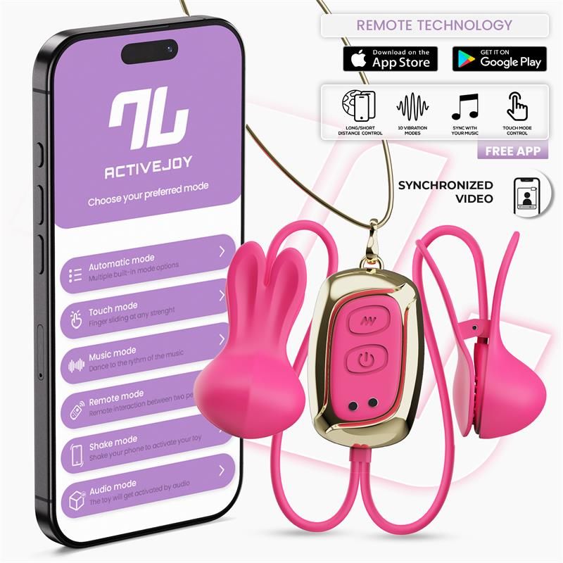 Tickly Nipple Clamps ith Vibration, Remote and Necklace with App Tickly Nipple Clamps ith Vibration, Remote and Necklace with App