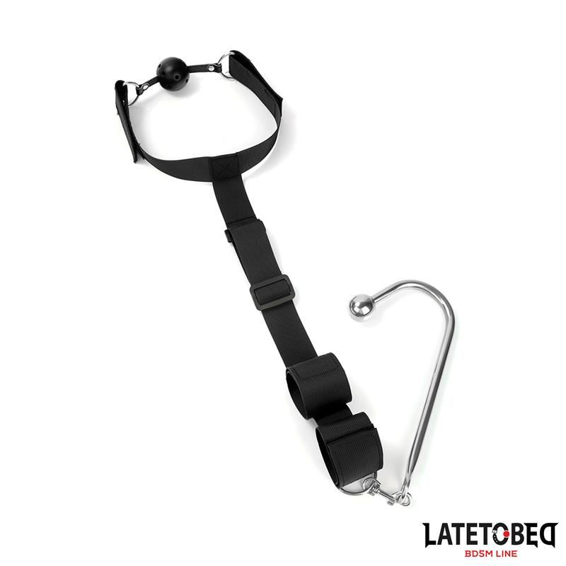 Mouth Gag with Cuff and Anal Hook Mouth Gag with Cuff and Anal Hook
