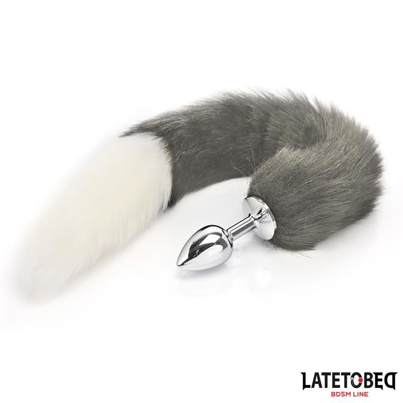 Anal plug with tail Gray and White 40 cm Anal plug with tail Gray and White 40 cm