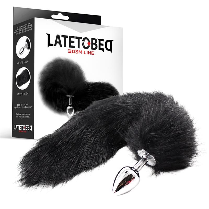 Metal Butt Plug Foxy Tail Velvet Touch 40 cm Black Metal Butt Plug Foxy Tail Velvet Touch 40 cm Black