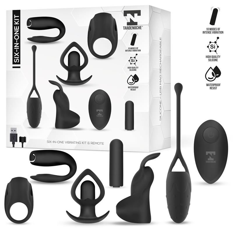 Six-In-One Vibrating Bullet and 6 Silicone Accessories Kit Six-In-One Vibrating Bullet and 6 Silicone Accessories Kit