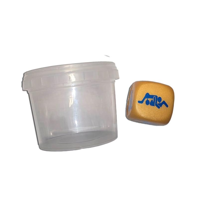 White Position Dice in a Plastic Jar for Guys White Position Dice in a Plastic Jar for Guys