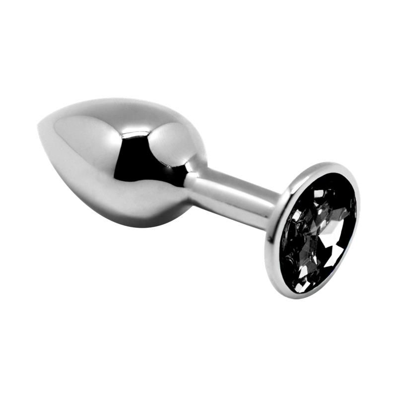 Metal Anal Plug with Black Jewel Size L Metal Anal Plug with Black Jewel Size L