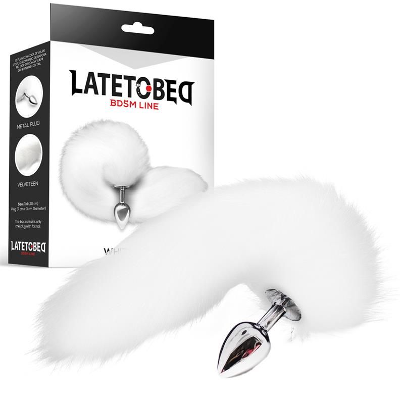 Metal Butt Plug with Foxy Tail Velvet Touch 40 cm White Metal Butt Plug with Foxy Tail Velvet Touch 40 cm White
