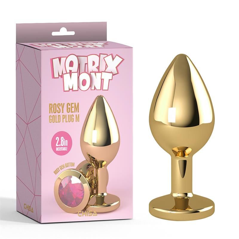 Rosy Gem Golden Anal Plug with Jewel Size M Rosy Gem Golden Anal Plug with Jewel Size M