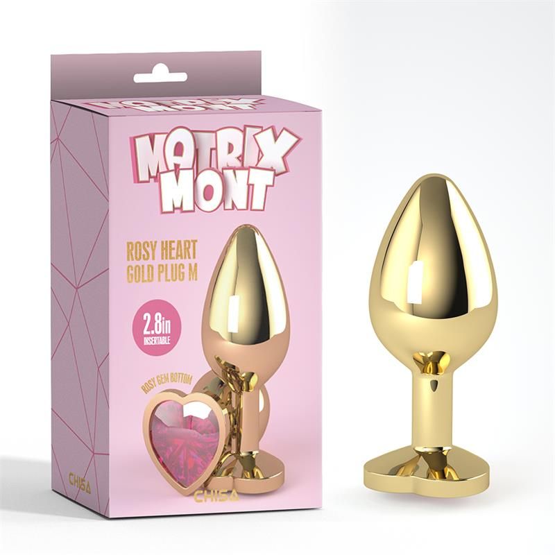 Rosy Heart Golden Anal Plug with Jewel Size M Rosy Heart Golden Anal Plug with Jewel Size M