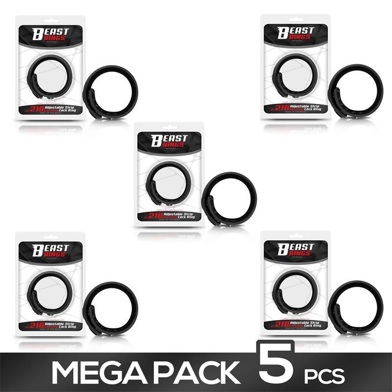 Pack of 5 Solid Silicone Adjustable Strip Cock Ring 15-21 cm Pack of 5 Solid Silicone Adjustable Strip Cock Ring 15-21 cm