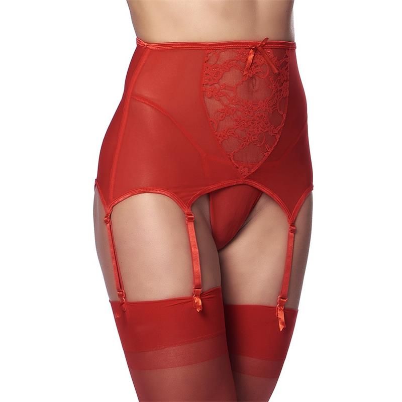 Wide Garter Belt with Stocking Red - Taglia L/XL Wide Garter Belt with Stocking Red - Taglia L/XL
