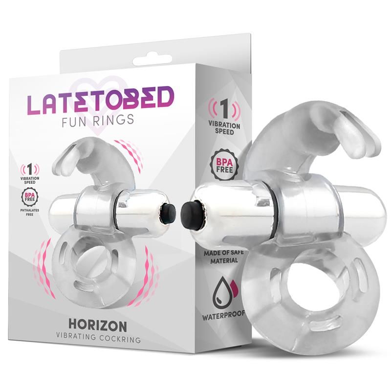 Horizon Vibrating Penis Ring with Rabbit Clear Horizon Vibrating Penis Ring with Rabbit Clear